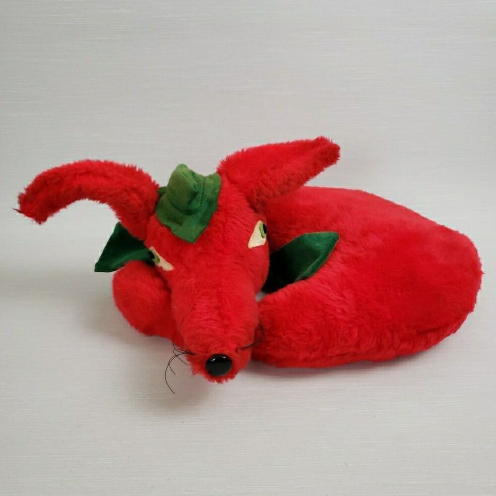 VTG Curled Red Fox Plush Robin Hood Hat Wire in Ears Felted Eyes Stuffed Animal